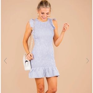 Blue Gingham Smocked Dress
